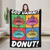 God Damnit Donut Cat Pop Art Blankets Velvet Spring/Autumn Dungeon Crawler Carl Multi-function Super Warm Throw Blankets Quilt
