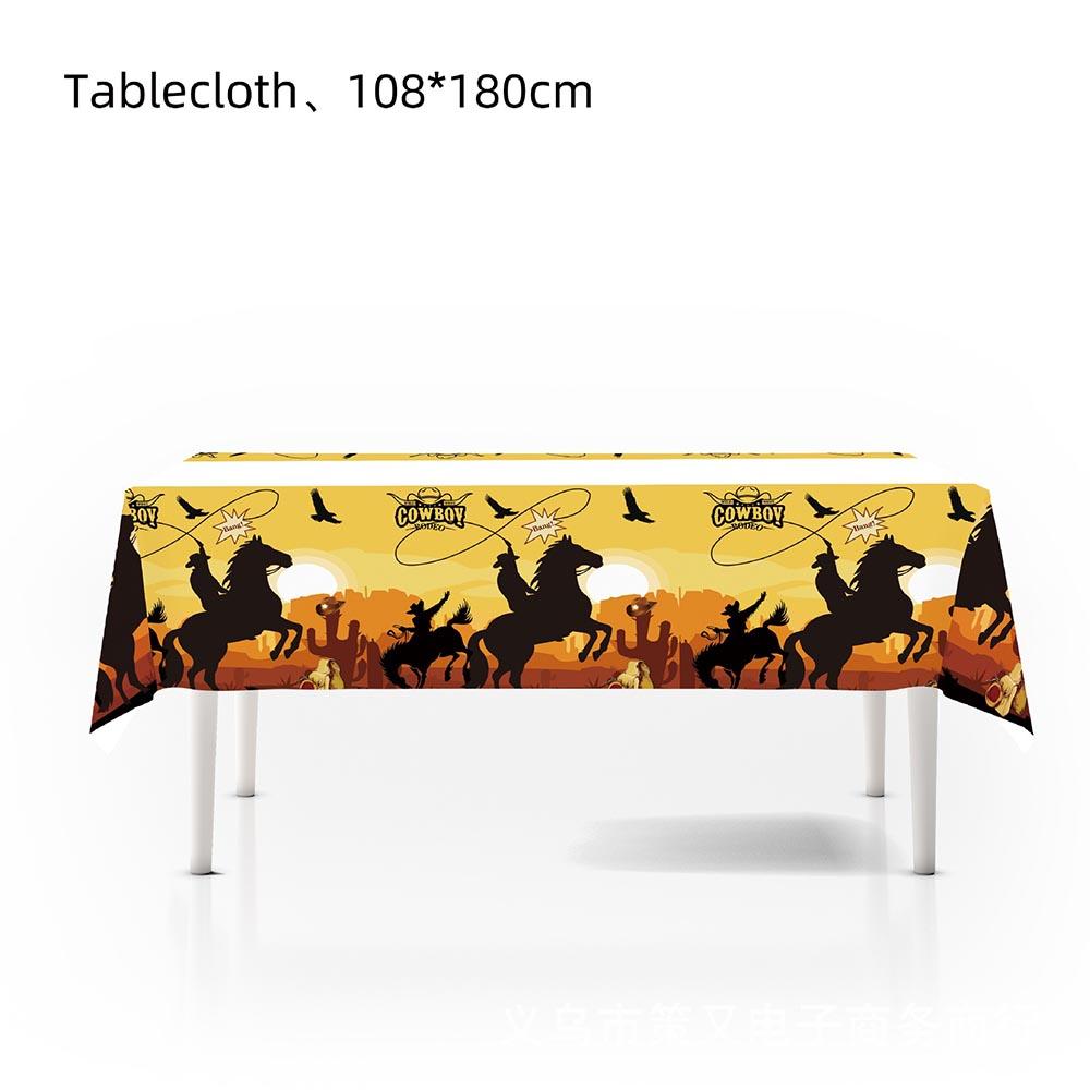 51pcs Western Cowboy Party Decorations Including Plates Cups Napkins Tablecloth