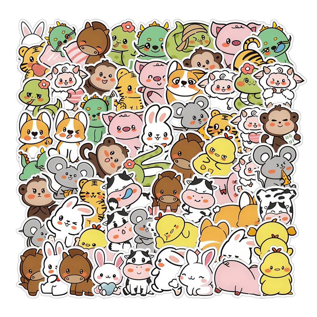 60 PC Cartoon Stickers Cute Creative Decoration Notebook Stationery Ledger DIY Stickers