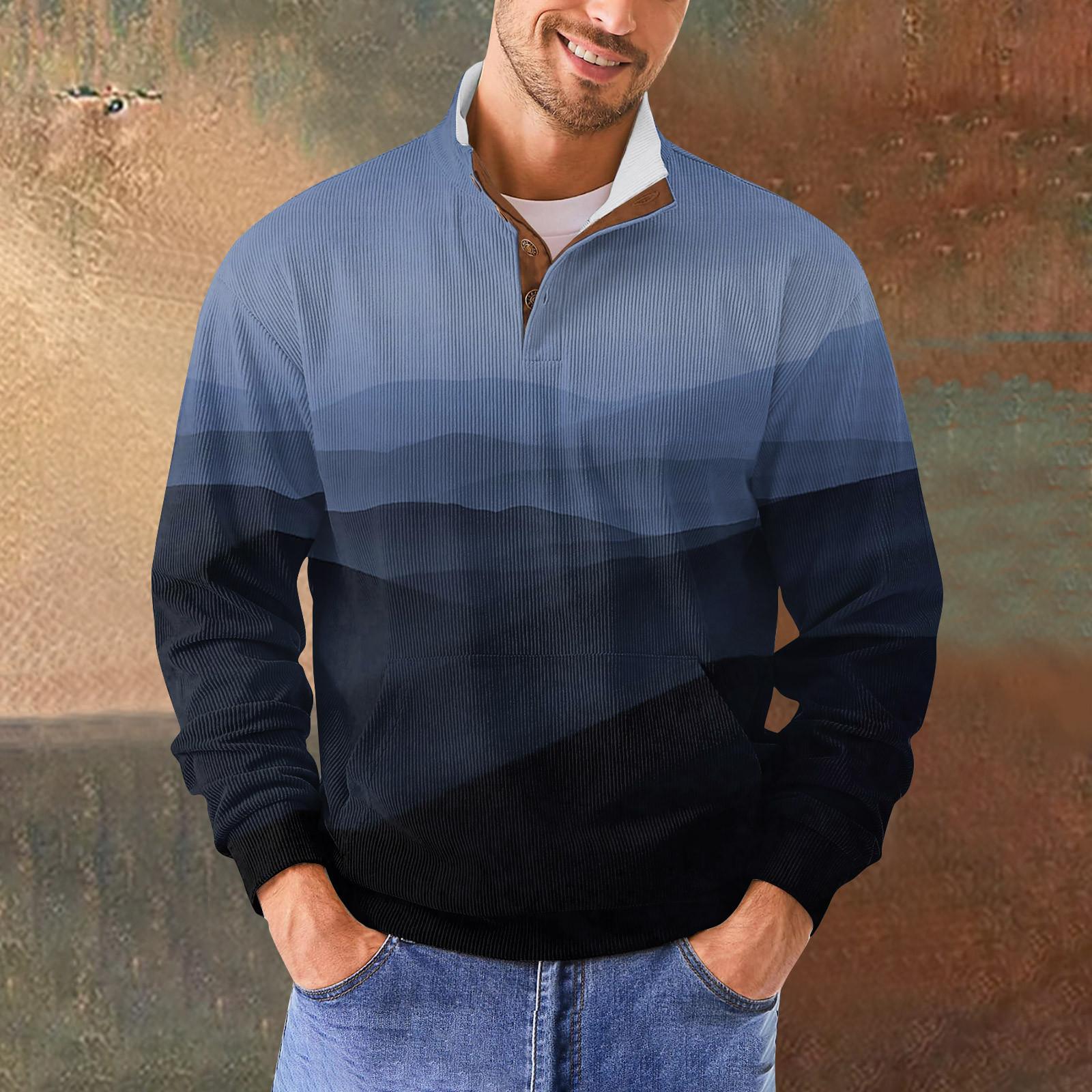 

Мужская повседневная толстовка в стиле ретро с градиентным принтом XXL синий