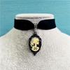 Gothic Black Cat Cameo Pendant Velvet Necklace