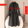Women's Korean Style Slim-Fit Double-Sided Wool Coat, 30% Cashmere, Spring 2026