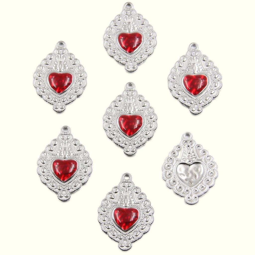 10 Styles Gothic Red Heart Pendant – Stainless Steel DIY Charm