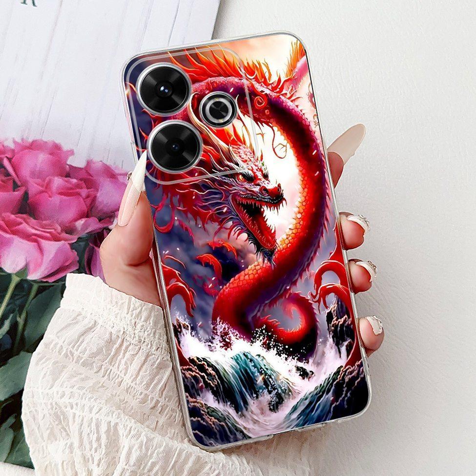 Clear Casing For Xiaomi Poco M6 Plus Cover For Xiaomi Poco M6 4G Case Luxury Butterfly Love Fashion Flowers Cool Lion Painted