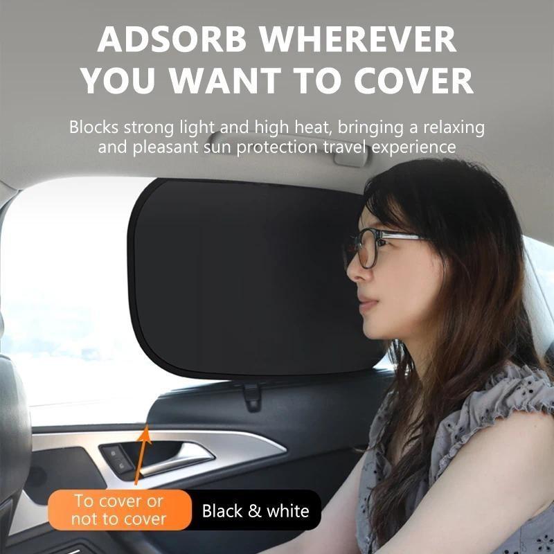 1Set Copertină Auto Autocolantă pentru Geam Lateral, Copertină de Soare pentru Mașină la Interior, Adsorbție Electrostatică, Perdea Laterală, Ecran Protector Termic pentru Mașină, Protecție Anti-Reflexie