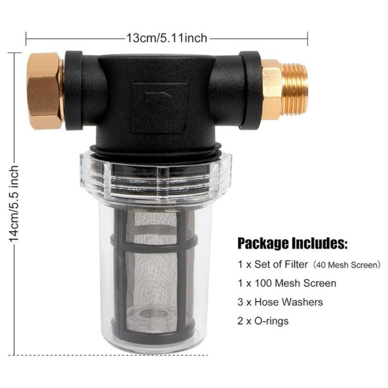 Metal Mesh Inline Water Filter For Pressure Washer 3/4Inch Hose Connection 40 100 Mesh Screen Sediment Water Strainer