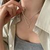 Charm Trendy Silver Color Beaded Double-deck Water Drop Pendant Necklace for Women Temperament Collar Jewelry Korea Accessory