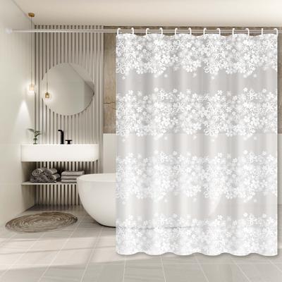 White Floral Pastoral Style Floral Shower Curtain, Cozy Bathroom Curtain, Great Item for Renovating Rental Bathrooms