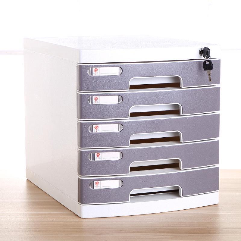 4-Drawer Lockable Plastic Office File Cabinet, Thickened Storage Box