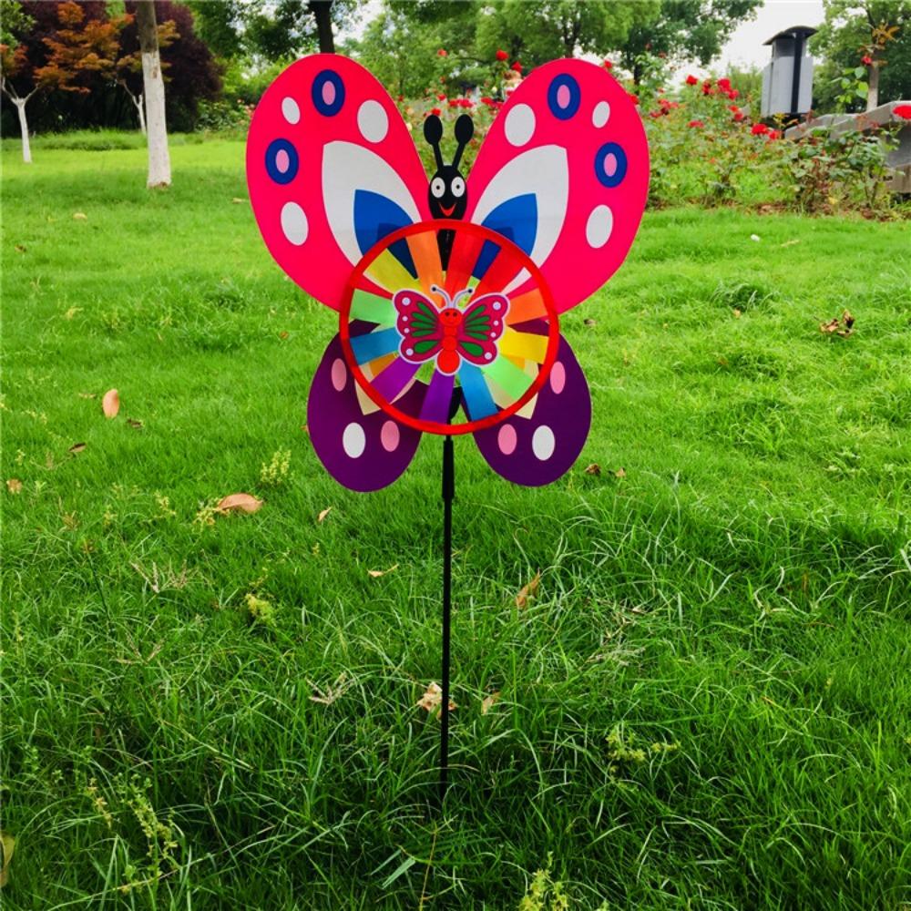 

Multistyles Sealed Butterfly Glass Stem Windmill Cartoon Beetle Yellow Duck PVC Colorful Windmill Diameter 45cm Colorful