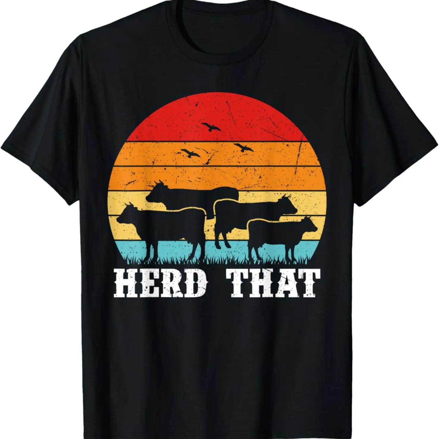 Herd That Retro Vintage Funny Cow Lover Farmer T-Shirt S