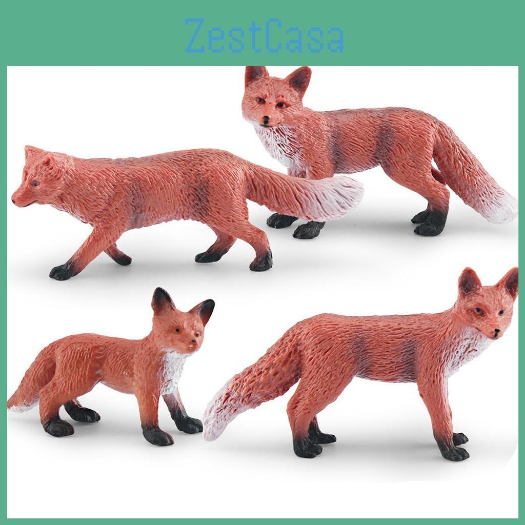 Exquisite Pvc Fox Figurines Featuring Four Unique Static Red Fox Models For Decor