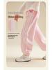 HelloKitty Girls' Autumn Color Block Lace Ribbon Patchwork Sweatpants - 2025 Sporty Casual Style