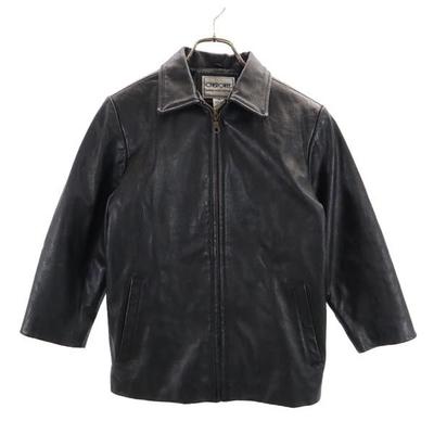 Cotton Filling Leather Jacket M Black Genuine Leather Women Used