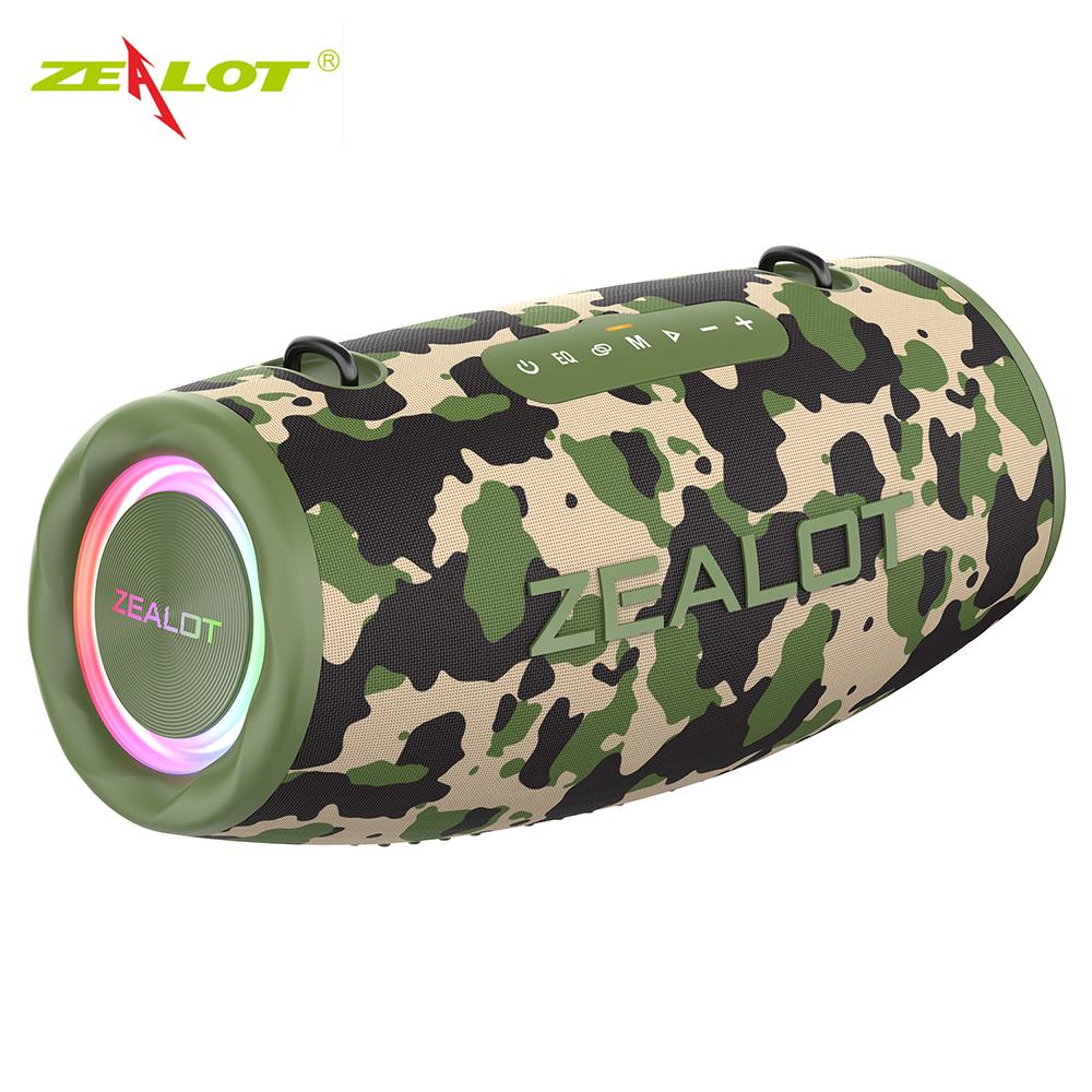 ZEALOT S87 BT Speaker Wireless Stereo Speaker with 80W Booming Sound LED Lights Waterproof Portable Speaker for