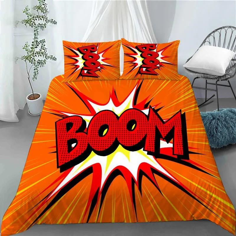 3D Hip Hop Art Style Duvet Cover Cool Rock and Roll Style Quilt Cover with Pillowcase for Kid Home Bedroom Decor King Queen Size