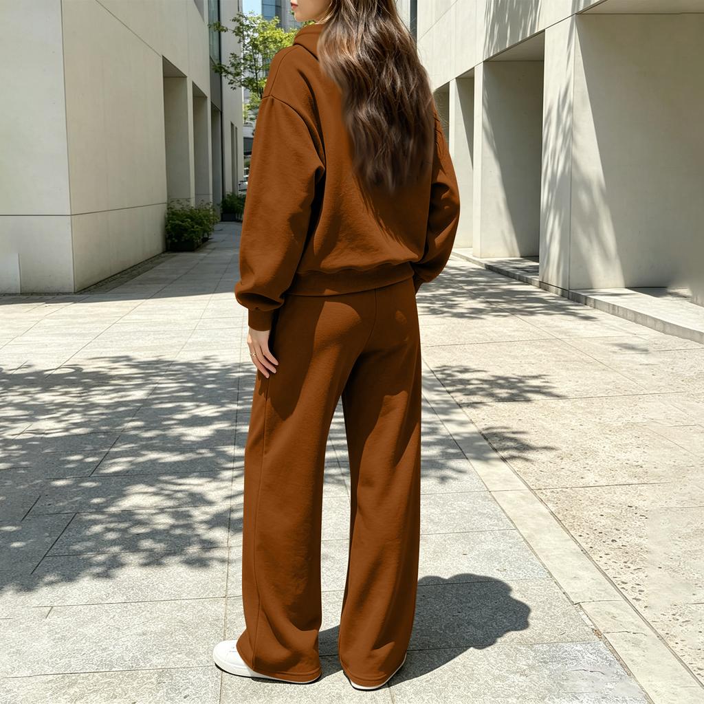 Women's Two Piece Sweatshirt Set with Wide Leg Pants Casual Track Suit for and Wear