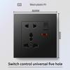 13A British Standard Socket with USB & Type-C Fast Charging, Light Switch, Black Panel for Hong Kong & Macau