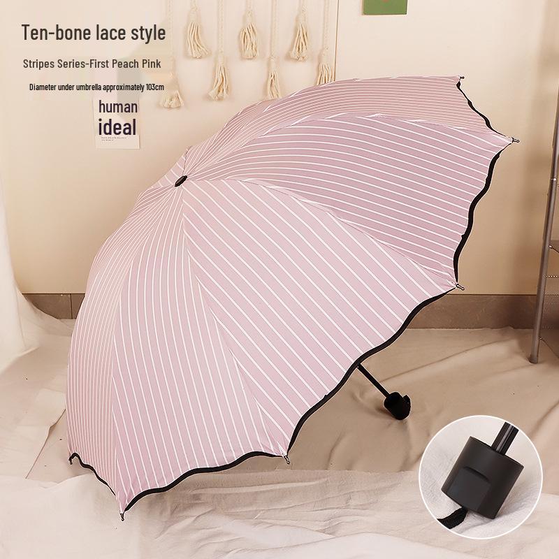 Compact Dual-Use Women's Parasol: Rain & Sun Protection, UV Shield, Korean Style, Fresh Folding Design, Elegant & Practical.