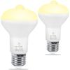 SYXKJ E26 LED Bulb with Motion Sensor, Equivalent To 60W, 7W, R63 Tube, 800LM, Warm White (3000K), Set of 2