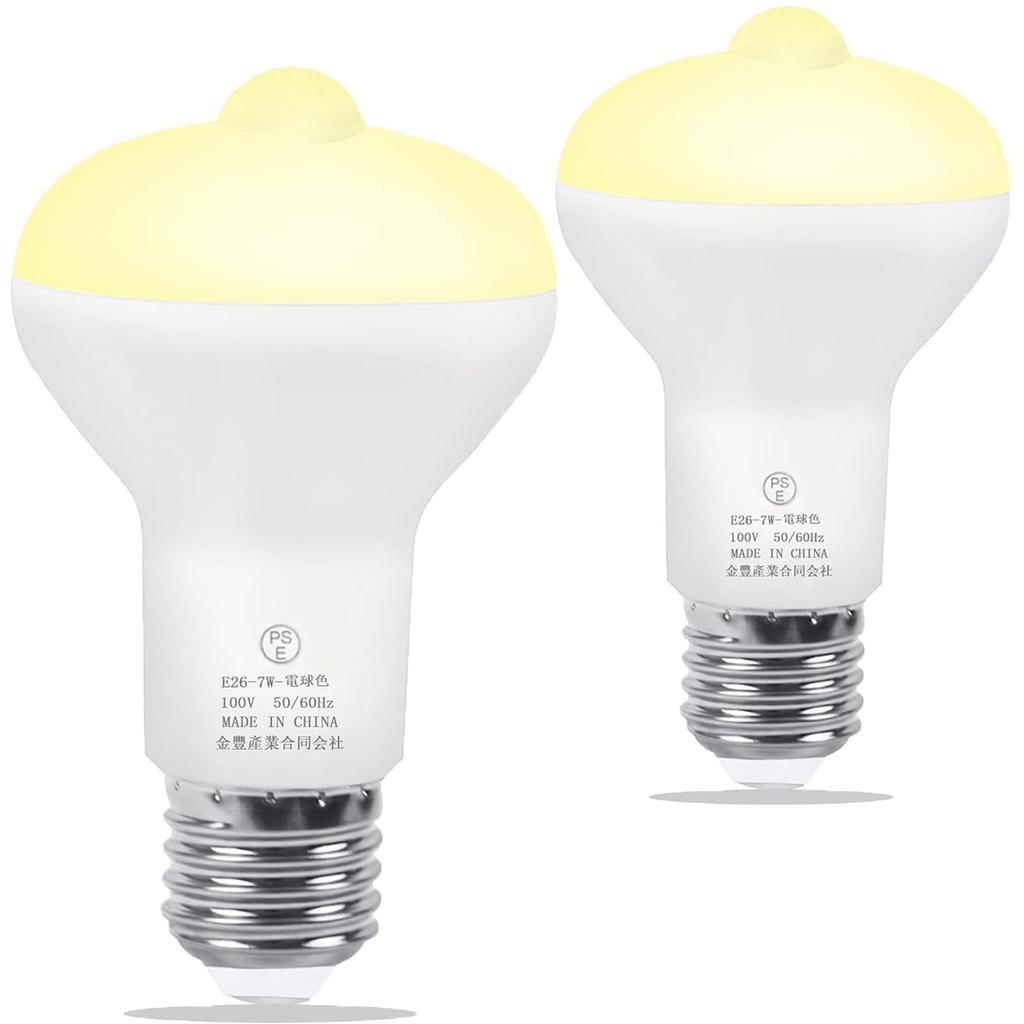 SYXKJ E26 LED Bulb with Motion Sensor, Equivalent To 60W, 7W, R63 Tube, 800LM, Warm White (3000K), Set of 2