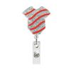 Christmas Red Stripe Baby Acrylic Badge Reel Retractable Name Tag Alligator Clip ID Card Holder for Nurse Office Doctor Student