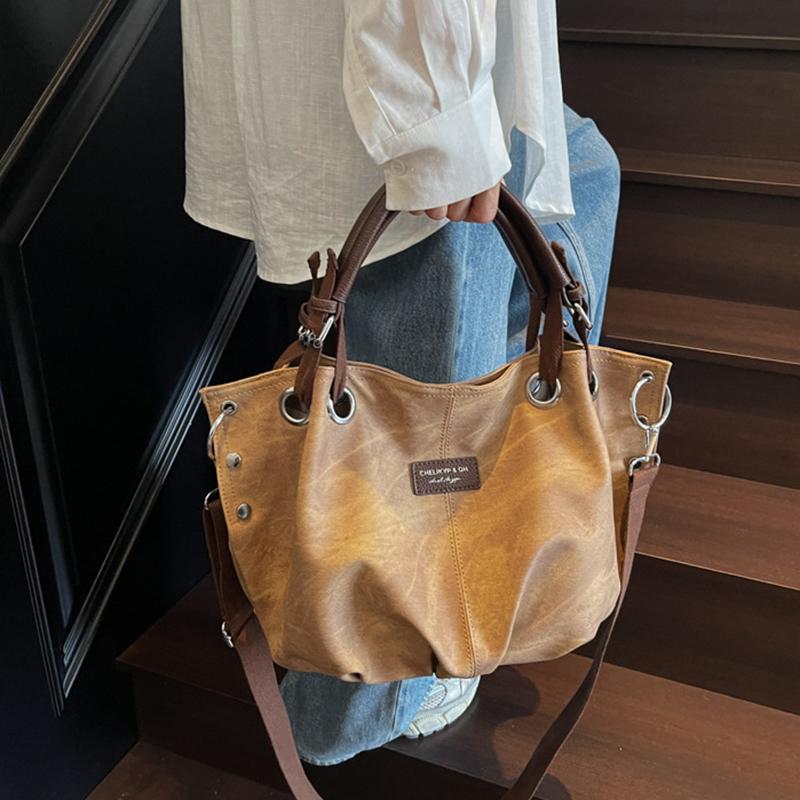 Yogodlns Fashion Minimalist PU Leather Shoulder Bag Casual Large Capacity Tote Bag For Women's Trendy Large Commuting Handbag