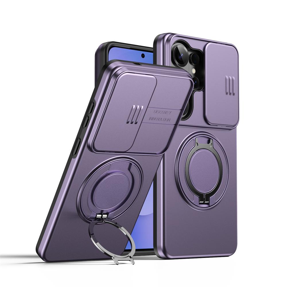 Armor Magnetic Case For Samsung Galaxy S26 S25 S24 Plus S23 Ultra A57 A37 A27 A17 A07 A56 Slide Camera Protect Ring Holder Cover
