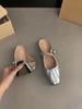 Flat bottom pleated temperament bag head half slippers women's shoes outer wear 2025 summer with skirt Mary Jane half tray single shoes