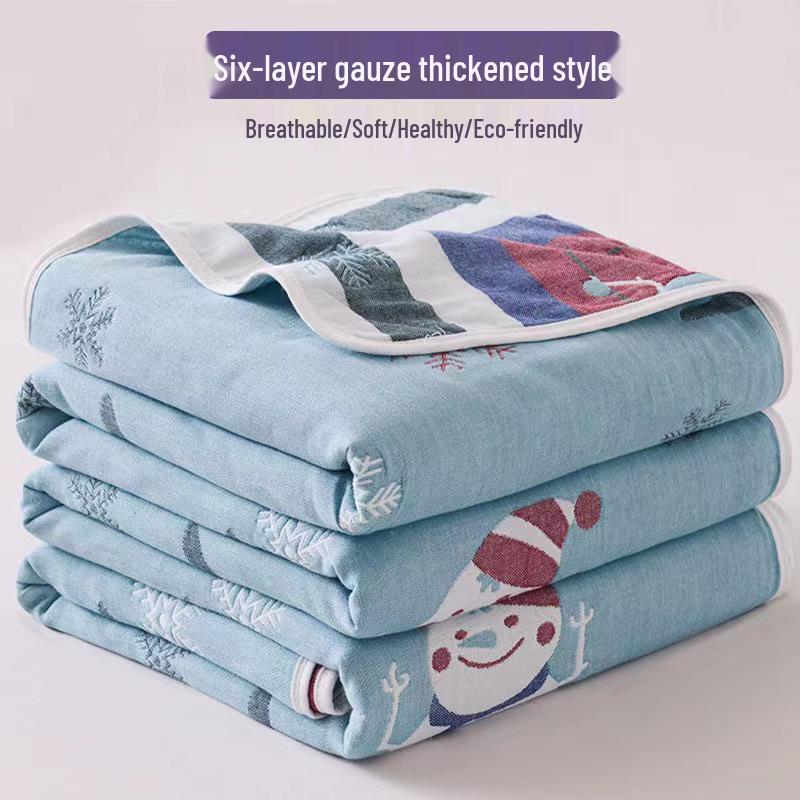 Soft Pure Cotton Gauze Quilt: Baby Swaddle, Stroller  Sofa Blanket 90x100cm снеговика