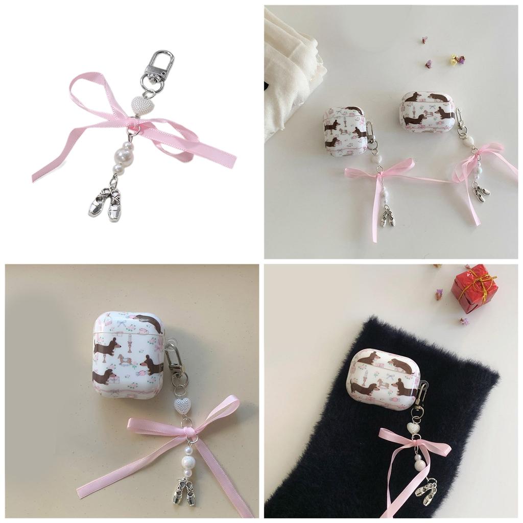 Sweet Ballet Shoes Bowknot Keychain Pendant Bag Phone Pendant Women Backpack Handbag Charm Lovely Hanging Decoration