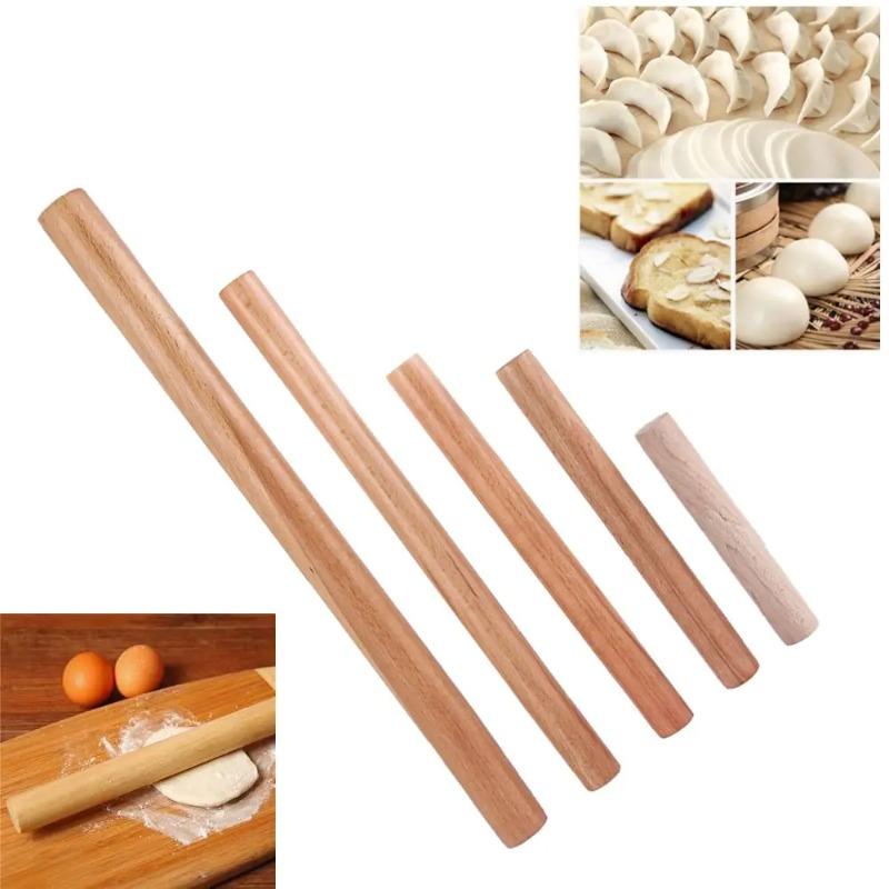3 Sizes Wooden Rolling Pin French Style Non-Stick Fondant Cake Dough Roller for Pizza Cookie Pastry Baking Tool Kitchen Supplies