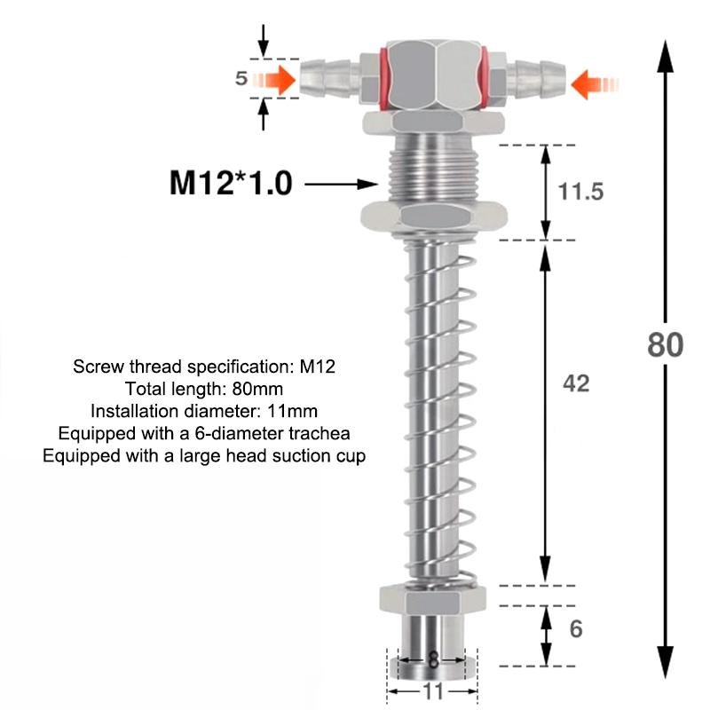 Robotic Arm Accessories Industrial Vacuum Small Head Suction Cups M12/M10 T-shaped External Spring Buffer Hardware Sucker Rod+