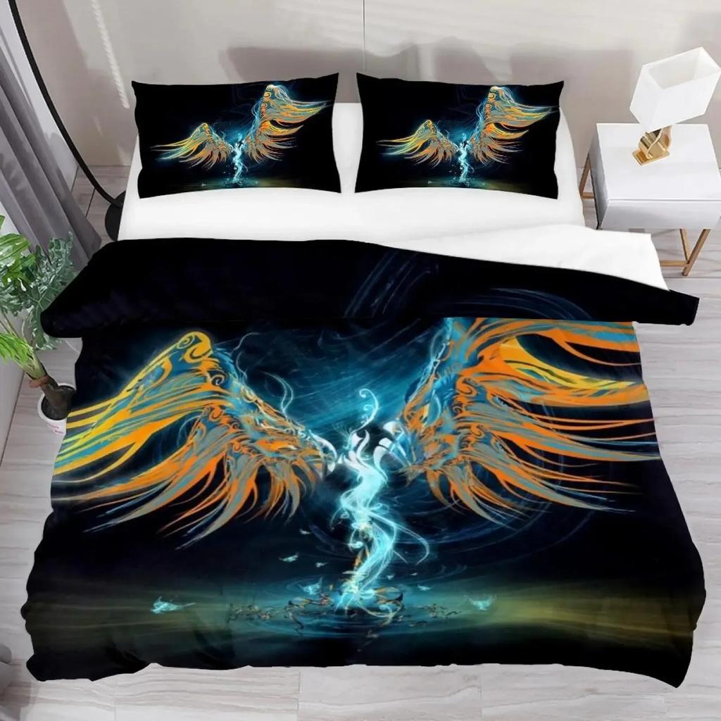 Luxury New 3D Print Angel Wings Duvet Cover Set Lucifer Angel Bedding Sets Aesthetic Wing Feather Full Size King Size for Girls