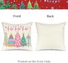 Pink Christmas Throw Pillow Covers 18x18 Inch Set of 4 Striped Truck Xmas Trees Farmhouse Holiday Cushion Cases for Home Decor