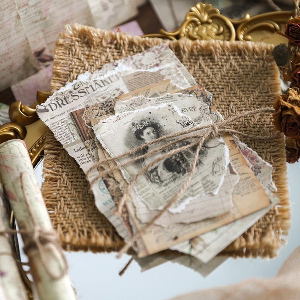 100Sheets Ephemera Scrapbook Paper Retro Scrapbooking Paper Set Vintage Paper Pack DIY Art Crafts