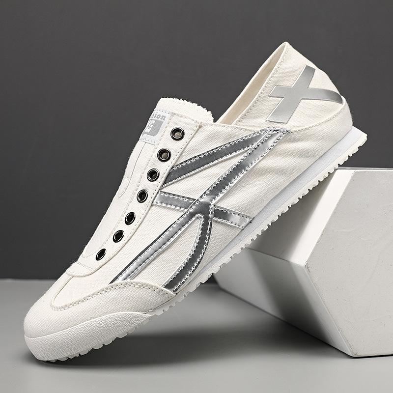 

One Pedal Trendy Мужская обувь Летняя дышащая модная брендовая ленивая японская модная универсальная парусиновая обувь Forrest Gump Мужская модная обувь 44