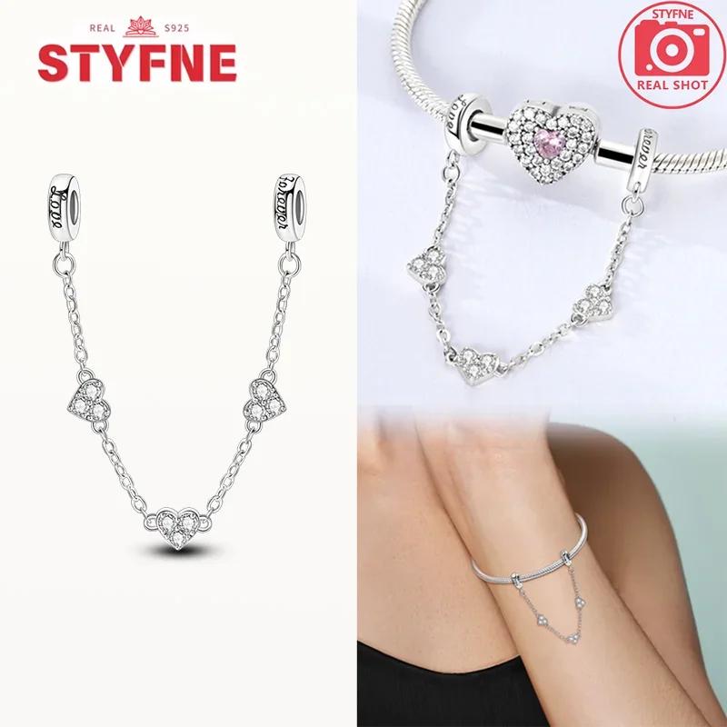 Copper Pink Heart-Shape Forever Love Charms Colorful Zircon Beads Pendant Fit Original Bracelet Diy Jewelry Gifts For Women