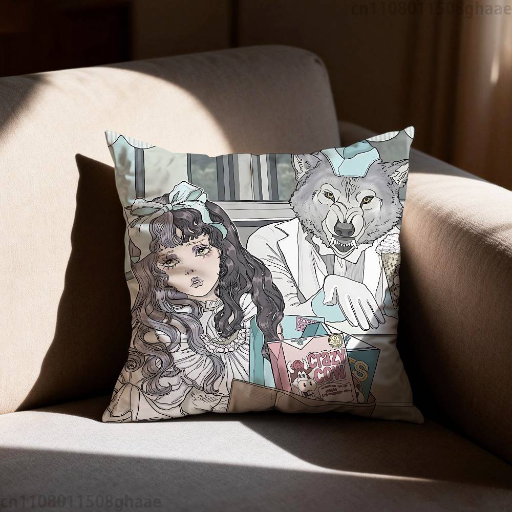 MMelanie Martinez Singer Pillow Case Square DoubleSided Printing Short Plush Sofa Cushion Cover Bedroom Bedside Pillow