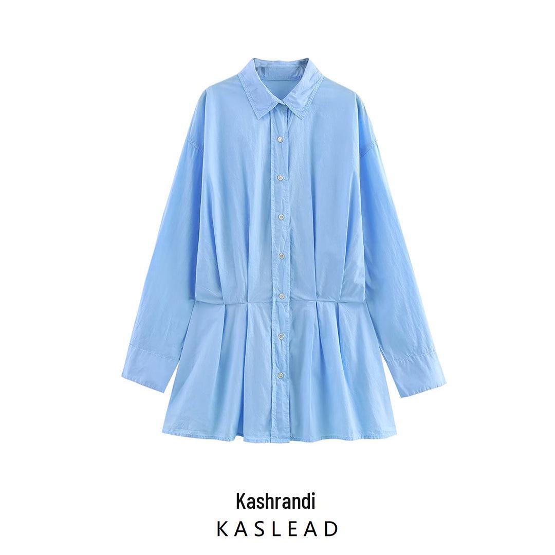 

Spring 2025 Women s European & American Style Wide Pleat Shirt Dress Medium
