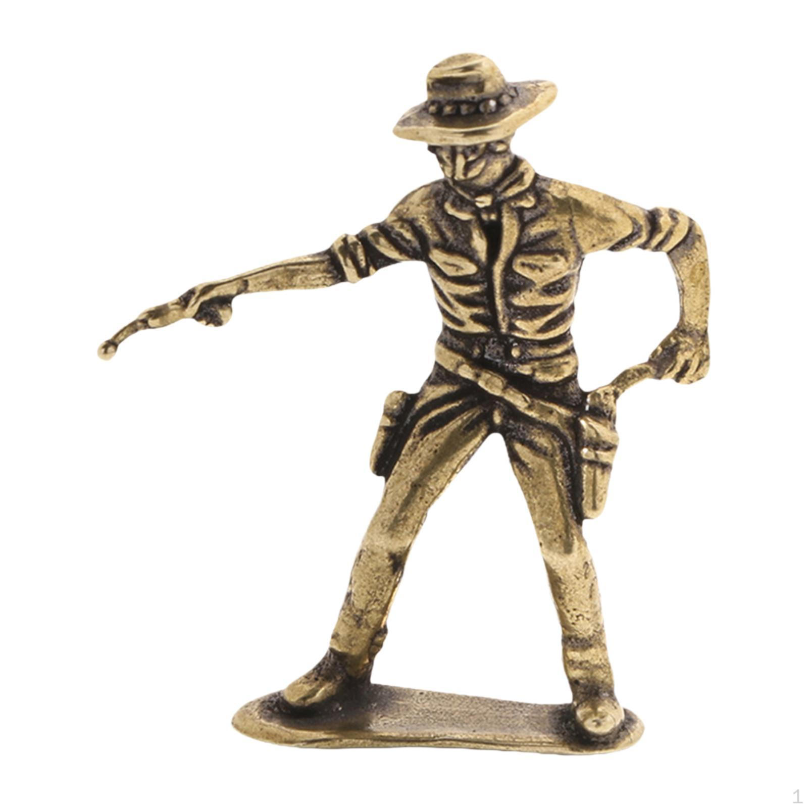 

Antique Bronze Feng Shui Western Cowboy Statue, Creative Brass Figurine, Sculpture for Shelf, Style B