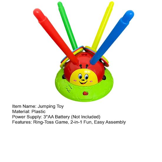 Jump And Toss Toy 2-in-1 Musical Jumping Toy Indoor Outdoor Games Ring-Toss