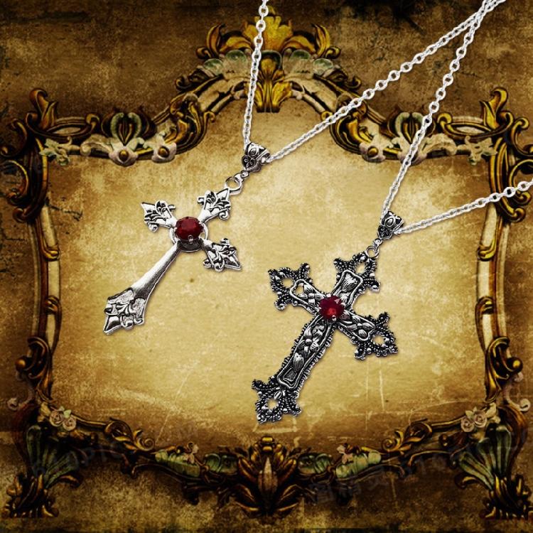 2pcs  Crucifix Pendant Neckchain Gothic Necklace Fashionable Unisex Accessory