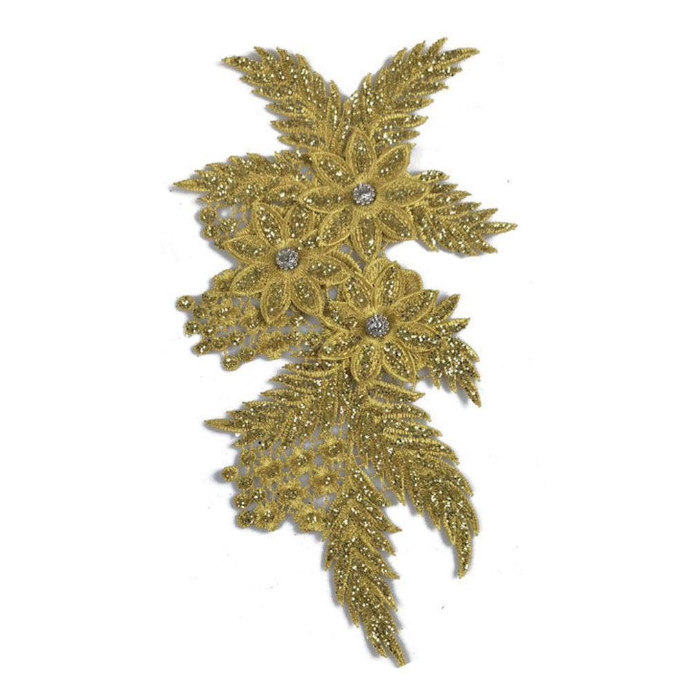 Lace Fabric Flower Applique Rhinestone Cloth Applique Garment Decoration Cloth Patch  Sewing