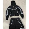 Gothic Streetwear Hooded Zip-Up Sweatshirt With Graphic Print Unisex Oversized Fit Casual Outerwear