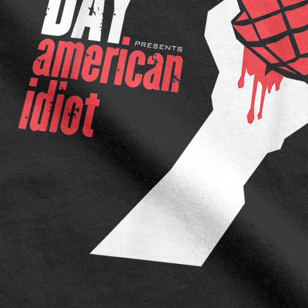 T-shirt da uomo Green Days American Idiot Vintage in puro cotone a maniche corte Harajuku Hip Hop per fan T-shirt girocollo