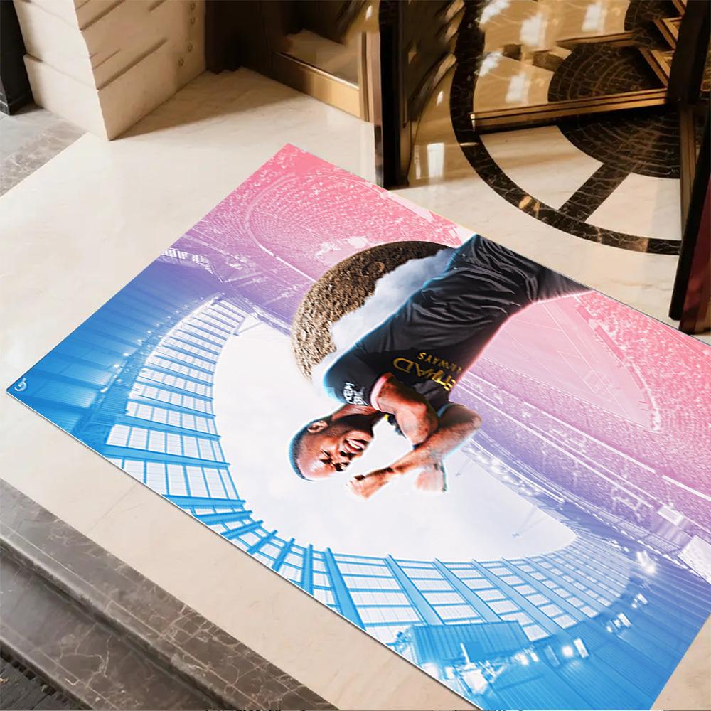 Football Player Celebration Floor Mat Perfect for Game Room Foyer Playrooms Balcony Anti-slip Rug Decorate Offices Birthday/Christmas Gift