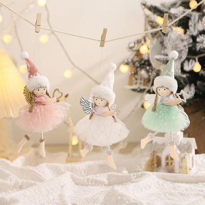 Cute Ornaments Christmas Angel Dolls Princess Dress Party Xmas Tree Pendant with Wings Christmas Decoration Home