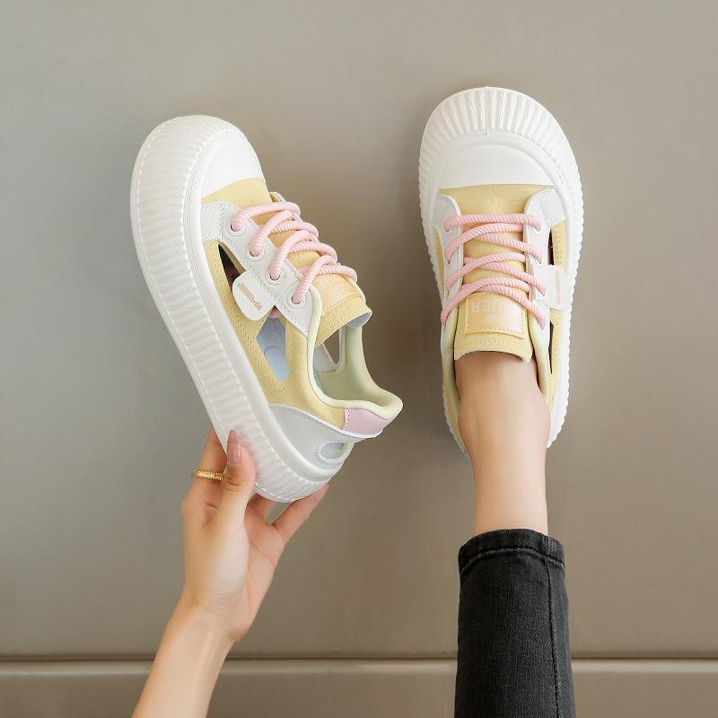 Summer new ins learn hollow breathable thick sole heightening casual shoes board shoes