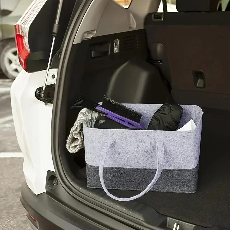 1pc Felt Handbag Large Capacity Shopping Bag, Foldable Tote Bag For Toy Book Sundries Storage With Handle
